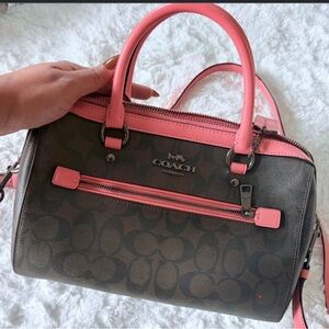 Coach Signature Brown and Pink Satchel